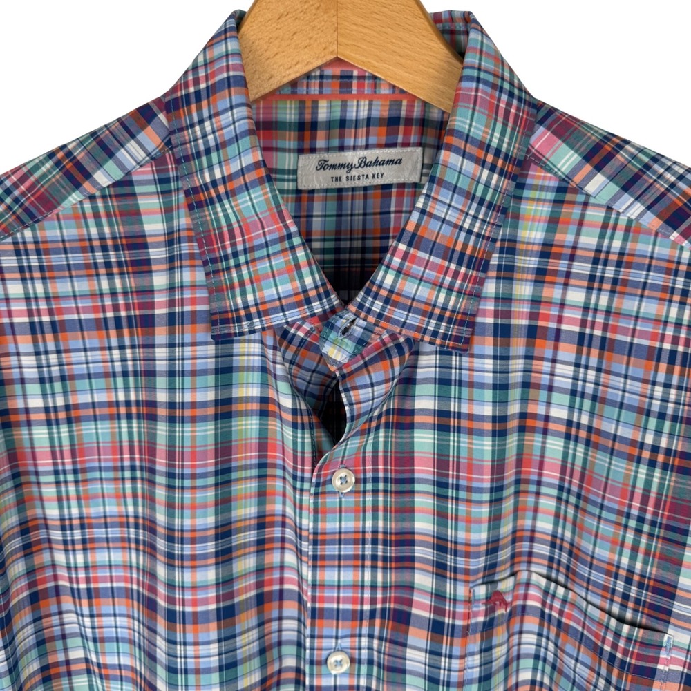 Tommy Bahama The Siesta Key Shirt Mens Large Plaid Performance Button Up Stretch
